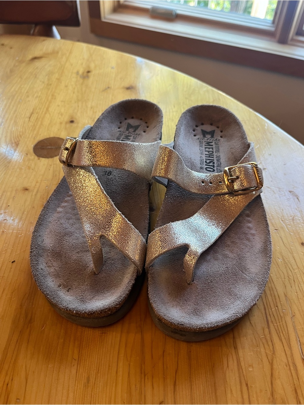 Mephisto Shimmery Gold Sandals